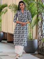 Libas WomenS Cotton Printed Straight Kurta (29051R_Blue