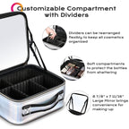 BYOOTIQUE Makeup Bag Travel Makeup Case 10 Cosmetic Storage Case Portable Makeup Artist Storage Box with Mirror & Adjustable Div