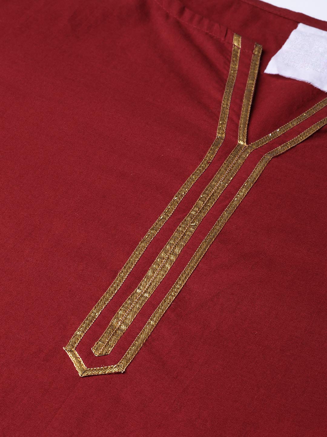 Idalia Women'S Maroon Cotton Kurta With Printed Pants & Dupatta