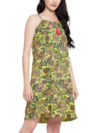 Clovia Women'S Crepe Paisley Print Resort Wear Slip Dress With Ruffles (Rw0055P11_Green)