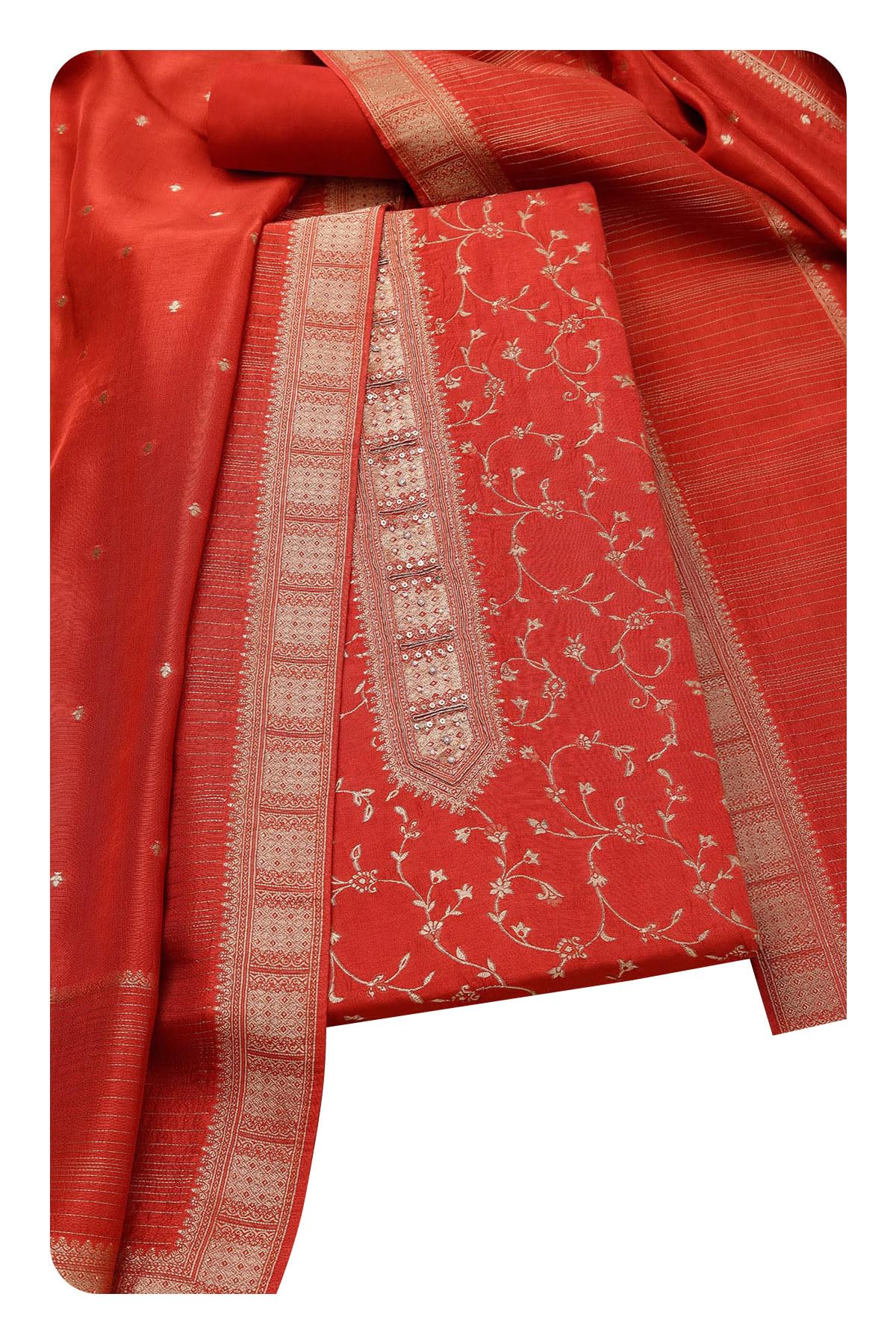 Soch Women Silk Blend Zari Woven Unstitch Dress Material with Zari Woven
