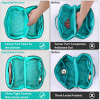 LONEDREAM Stoney Clover Preppy Makeup Bag, Large Capacity Travel Cosmetic Bag, Chenille Letter Open Flat Nylon Bag, Mint
