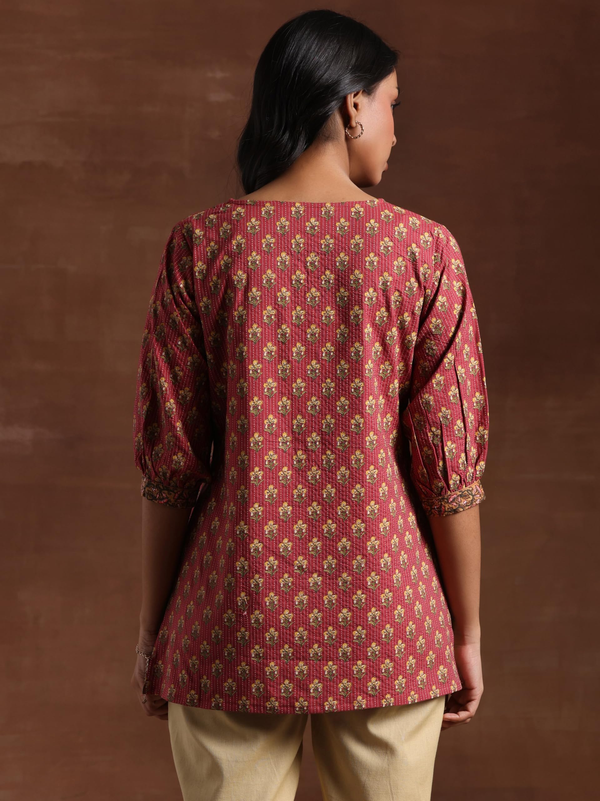Libas WomenS Cotton Blend Self Design Anarkali Kurtis (26846H Pink