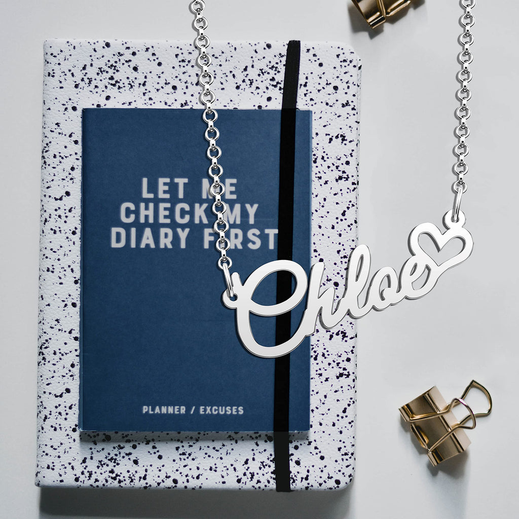 CoolJewelry Personalized Heart Pendant 925 Sterling Silver Custom Name Necklace with Heart Symbol Necklace Jewelry Christmas Gif