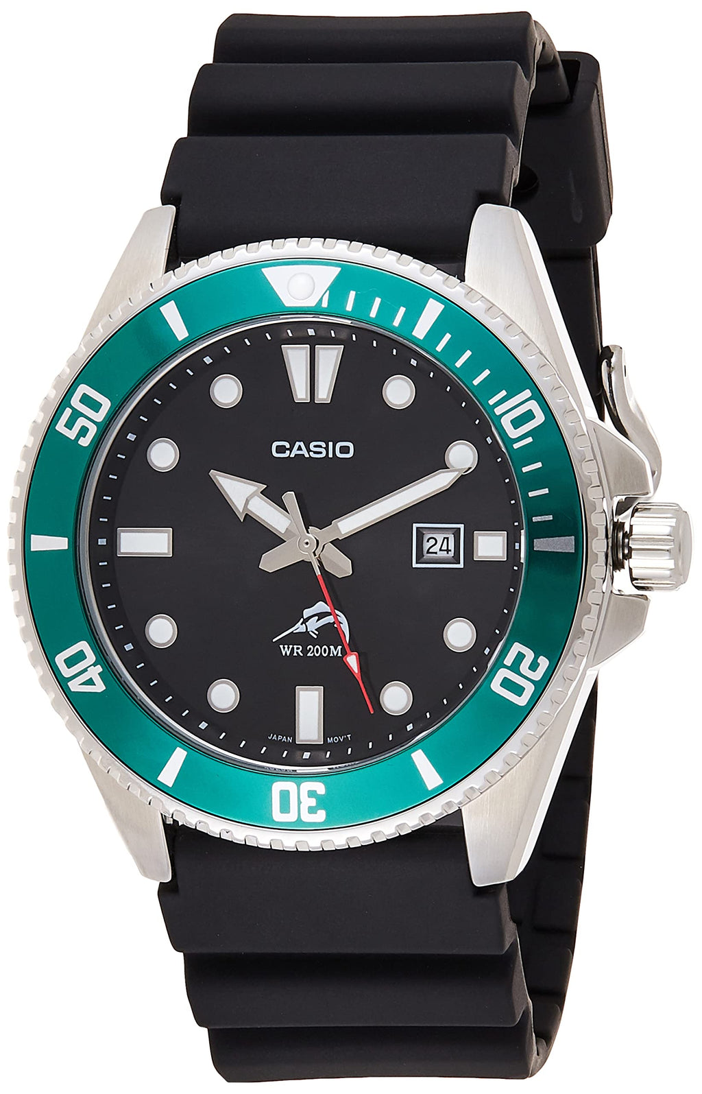 casio Mens Stainless Steel Quartz Sport Watch with Resin Strap, Black, 26 (Model: MDV-106B-1A3VcF)