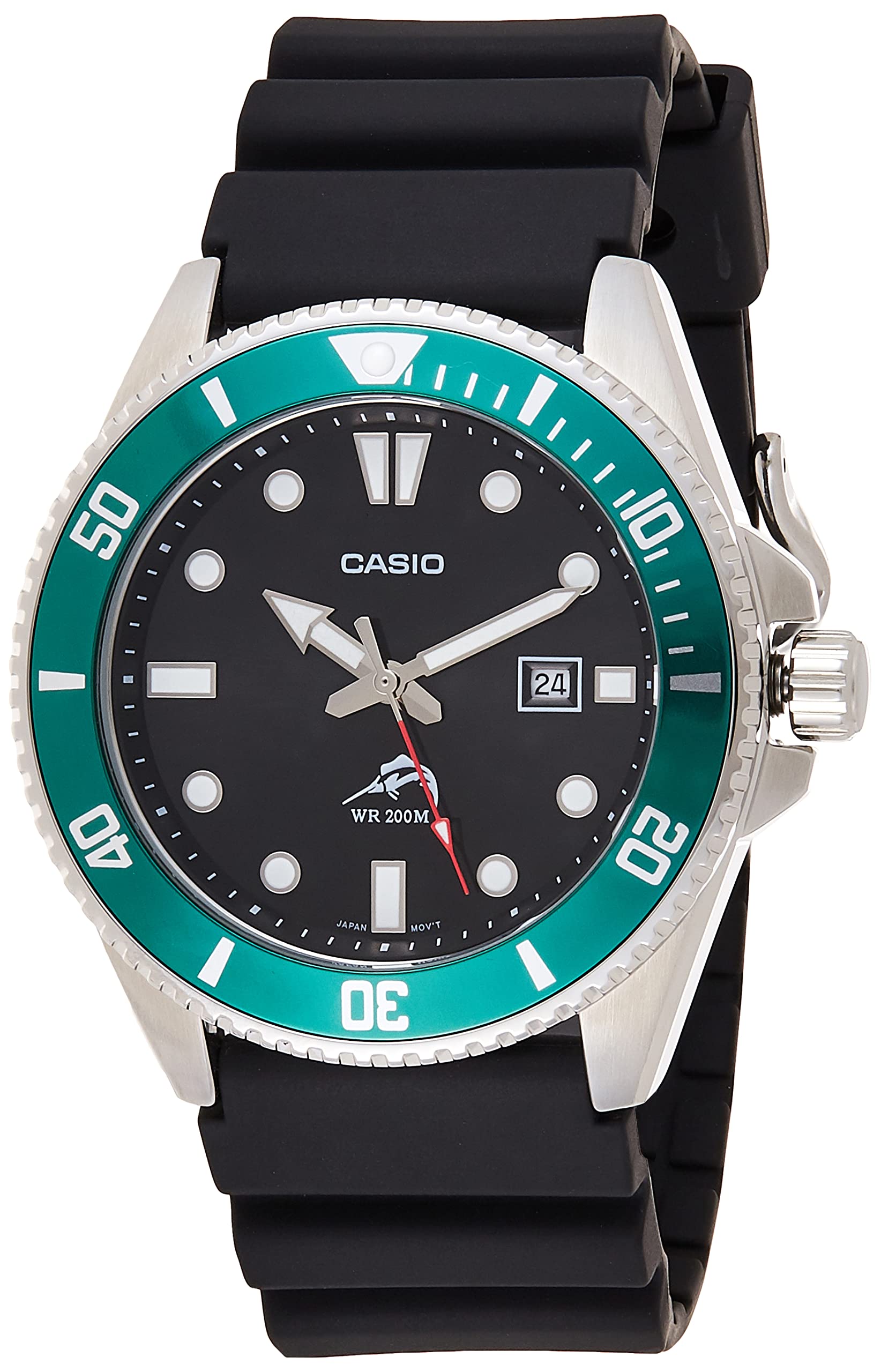 casio Mens Stainless Steel Quartz Sport Watch with Resin Strap, Black, 26 (Model: MDV-106B-1A3VcF)