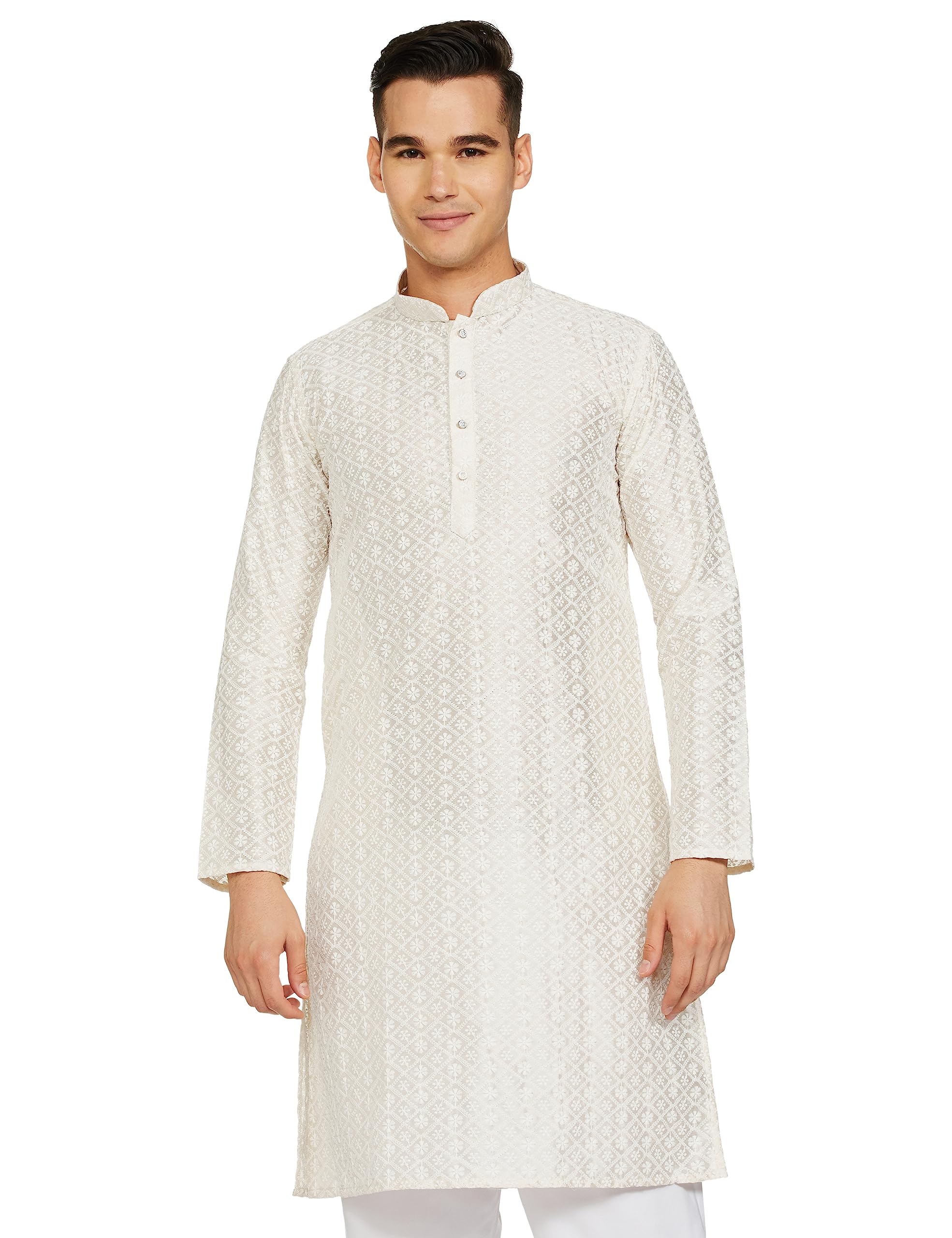 Be Active MenS Traditional Embroidered Lucknowi Full Sleeves Kurta || Cotton Kurta For Men || Men Kurta For Wedding || Kurta Fo