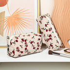SOIDRAM Makeup Bag Floral Cosmetic Bag Cute Makeup Pouch 1Pcs Large Capacity Makeup Bags and 1Pcs Makeup Brushes Storage Bag Tra