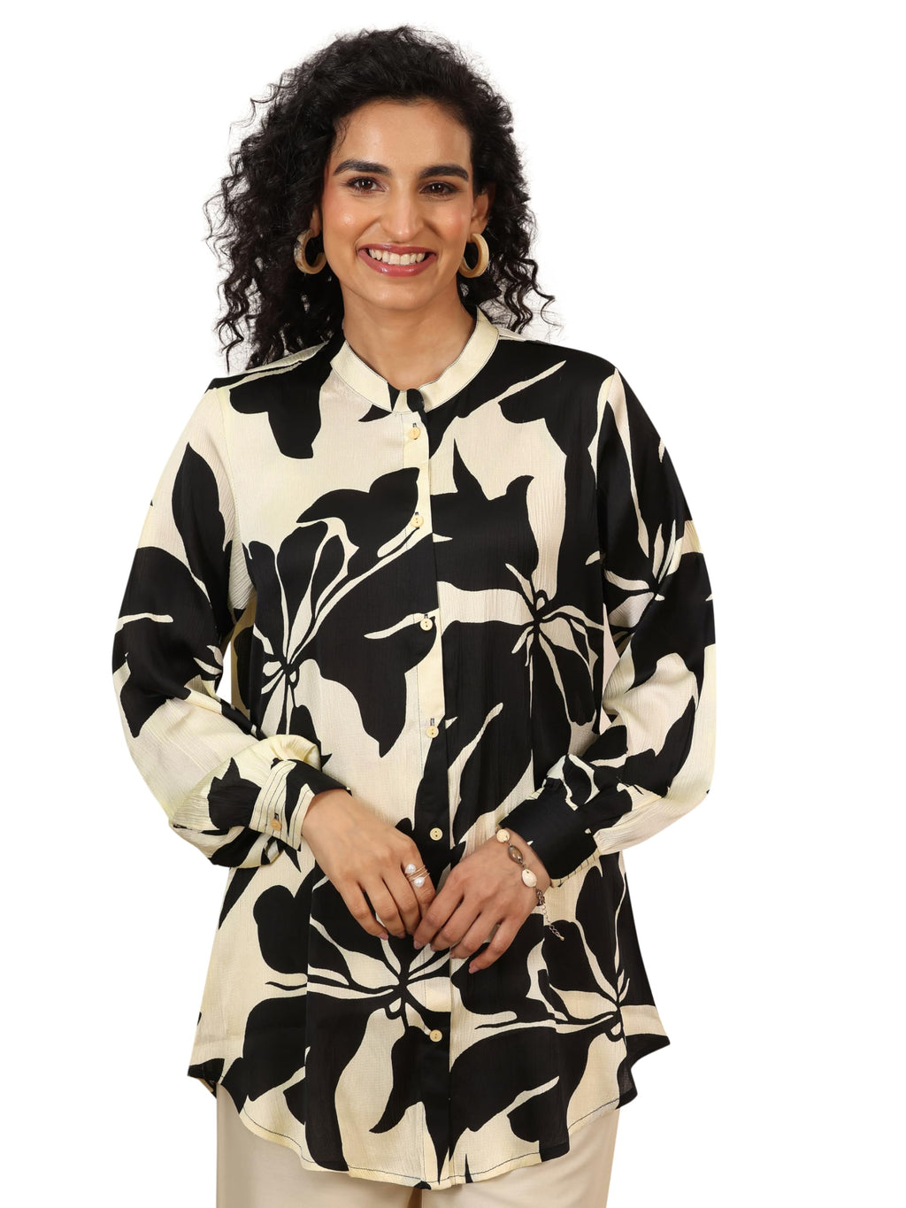 Libas WomenS Silk Blend Printed Straight Tunics (98175 Off White