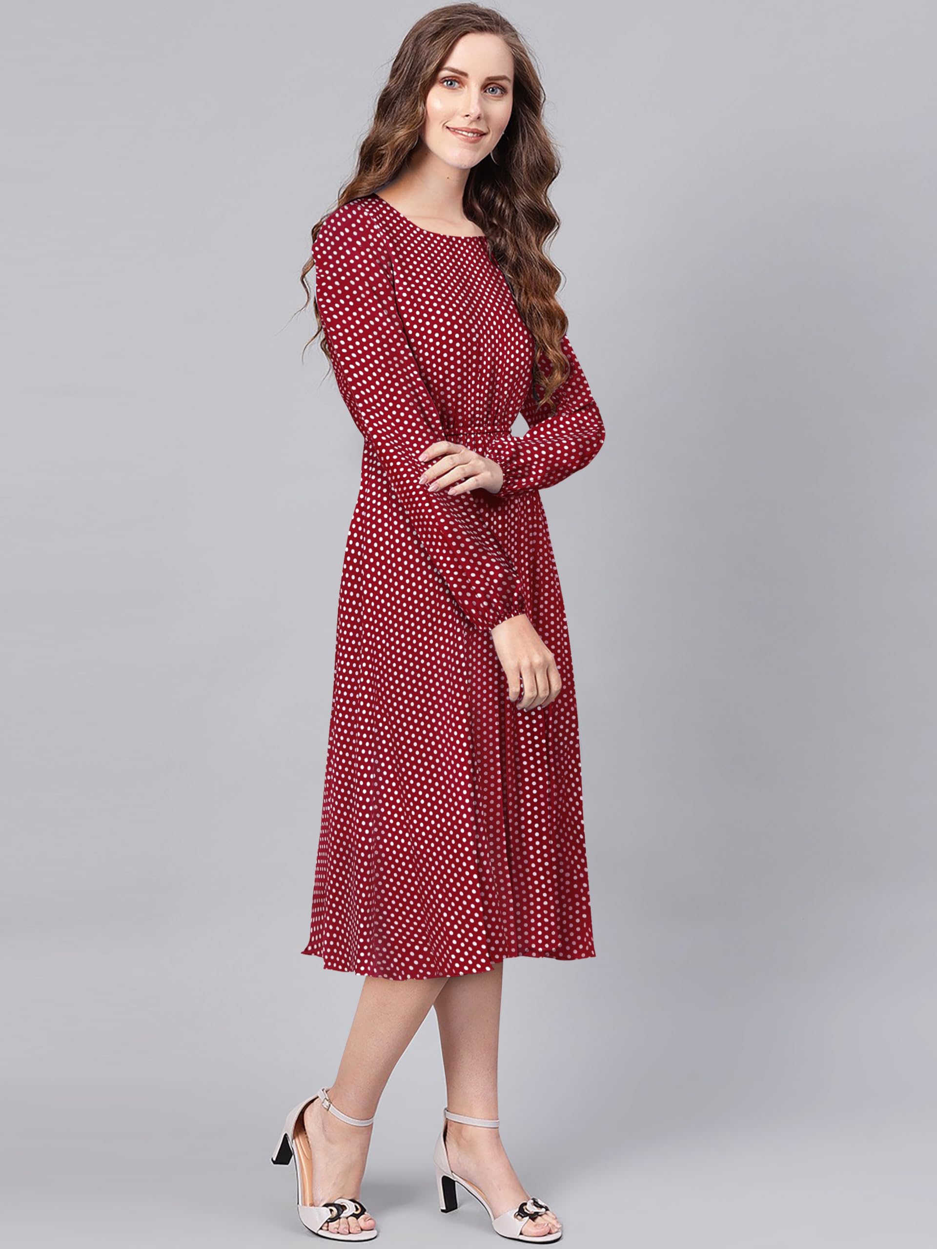 Toochki Dress For Women | Dresses For Women | One Piece Dress | Flared Dress For Women | Maroon Dress | Midi Length Dress | Cott