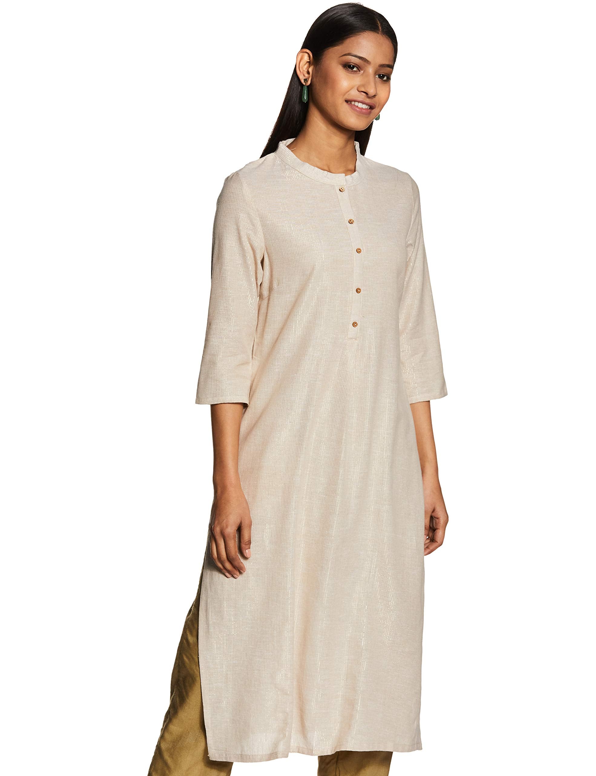 W For Woman Beige Classic Straight Kurta_20Few13355-311283_2Xl