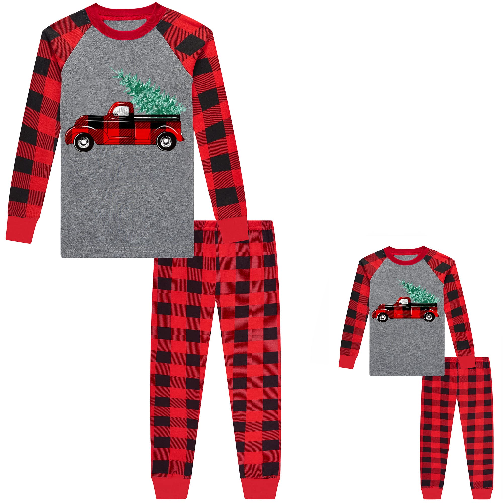 Babyroom Girls Christmas Pajamasd Matching Doll&Toddler 4 Piece Cotton Pajamas Toddler Christmas Clothes Size 6 Gray