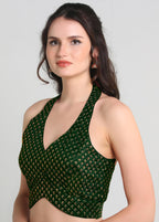 Pujia Mills WomenS Embroidery Halter Neck Fancy Blouse For Skirt And Saree Simple Top 100 Blouses