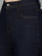 Kotty Womens Solid High Rise Cotton Lycra Blend Relaxed Fit Jeans