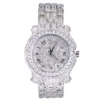 Techno Pave Mens 45mm Iced Diamond Roman Dial Watch - Silver Tone Finish