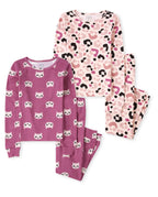 The Children's Place girls Long Sleeve Top and Pants Pajama Set, Leopard 2 Pack, 14 US