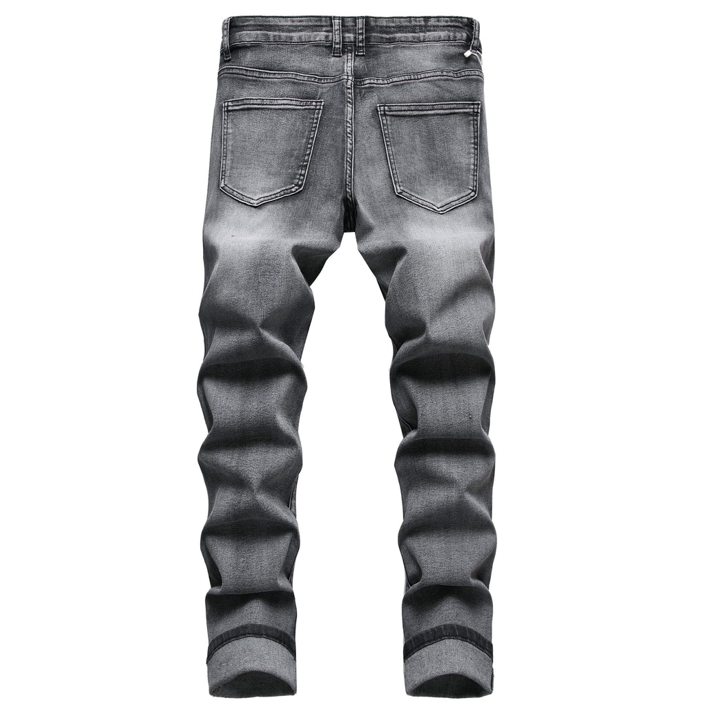 QIMYUM Mens Ripped Jeans, Distressed Destroyed Slim Fit Straight Leg Denim Pants (34, Gray612)
