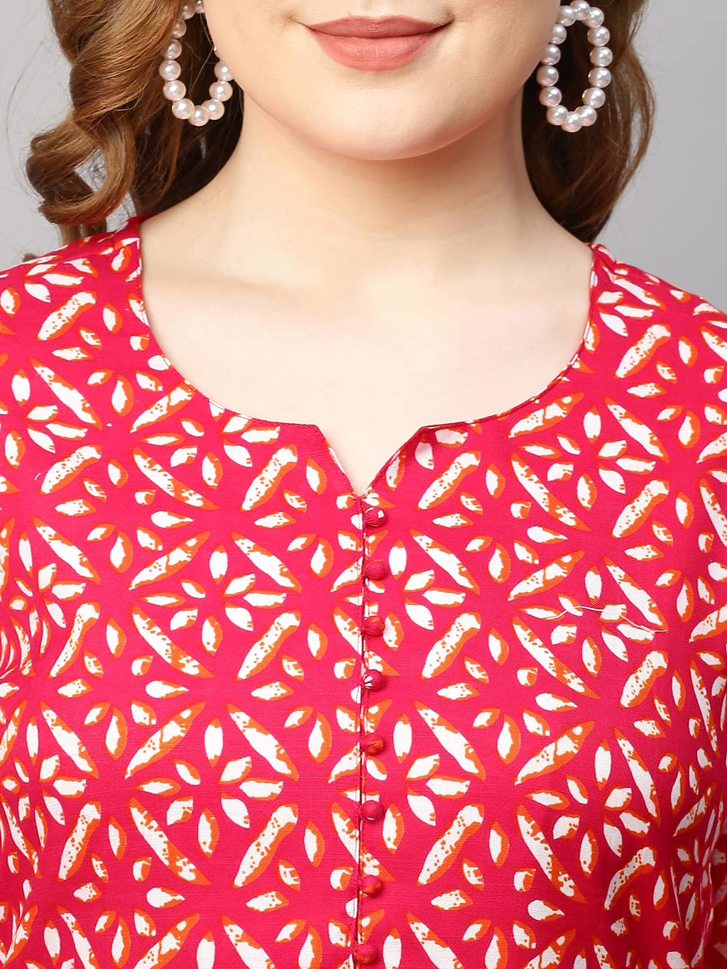 ANNI DESIGNER Womens Cotton Blend Straight Printed Kurta with Pant (Dravini Red_S_Red_Small)