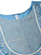 Stylum Womens Printed & Embroidered Cotton Anarkali Kurta Pant Dupatta Set