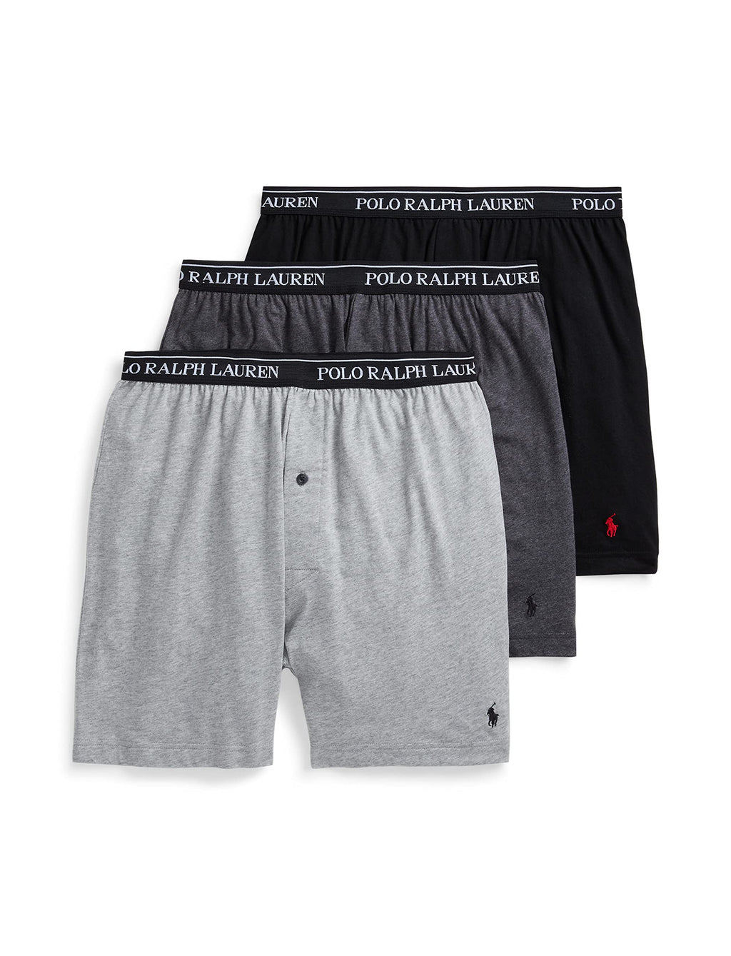 POLO RALPH LAUREN Classic Fit w/Wicking 3-Pack Knit Boxers Andover Heather/Madison Heather/Black MD