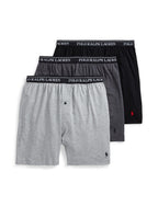 POLO RALPH LAUREN Classic Fit w/Wicking 3-Pack Knit Boxers Andover Heather/Madison Heather/Black MD
