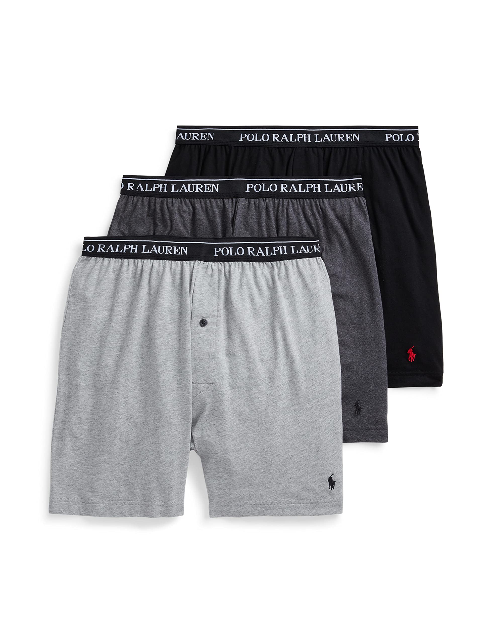 POLO RALPH LAUREN Classic Fit w/Wicking 3-Pack Knit Boxers Andover Heather/Madison Heather/Black MD
