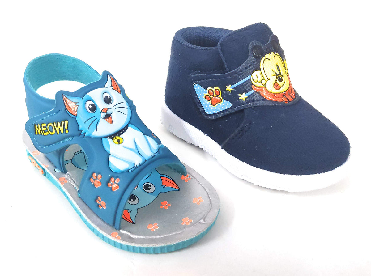 Coolz Kids ChuChu Sound Shoes And Sandals Baby Boys And Girls For 924 Months (ComboPack Of 2 Pairs) (Sea Green And Blue, 15_M 15