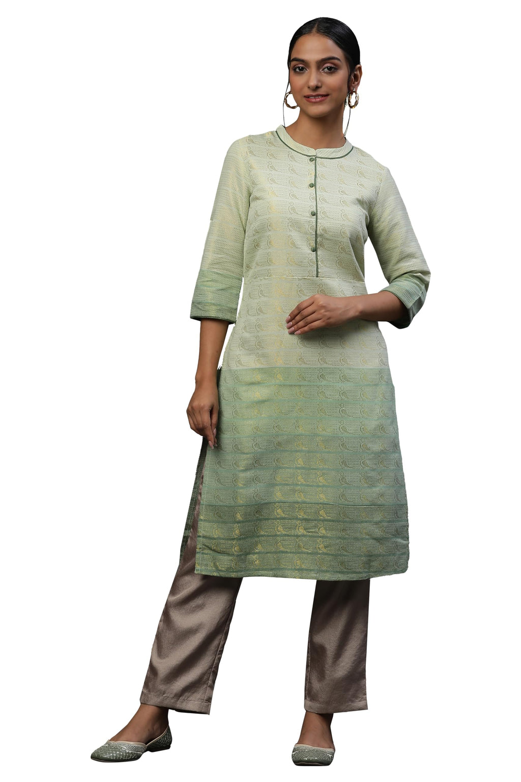 Aurelia WomenS Cotton Blend Regular Kurta (23Fea12668_Green