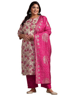 Extra Love By Libas Women'S Silk Blend Kurta Set (15718_Pink_3Xl)