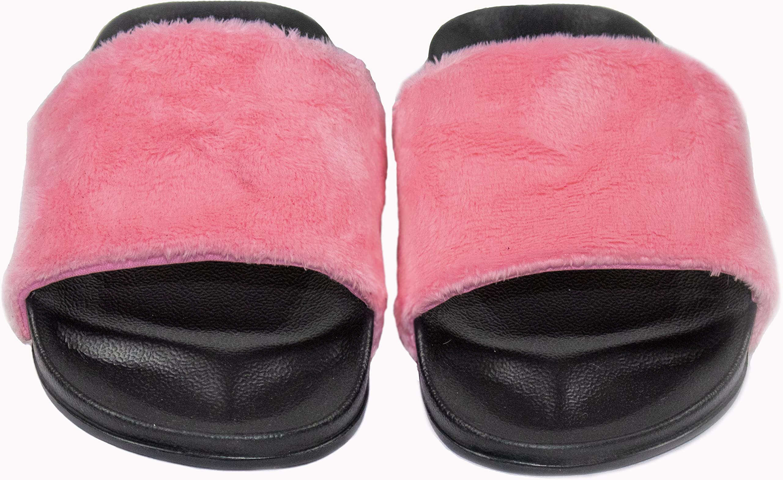 Luxe Faux Fur 676685048332 0.91 in. Sheepskin Slide Slippers - Pink with Pink Sole
