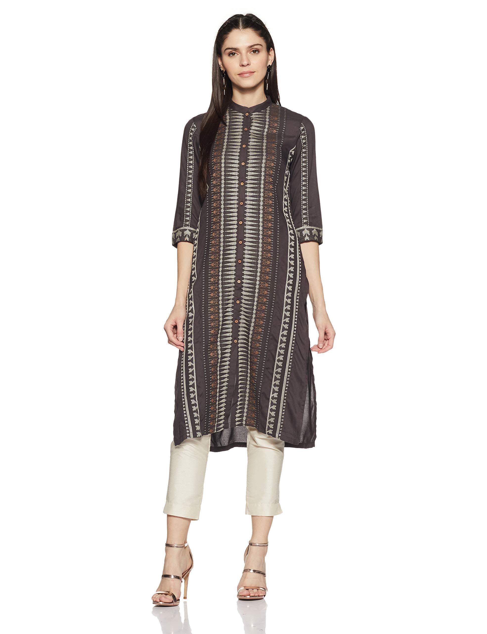 W For Woman Women'S Straight Kurta (18Auw11258-310458_Grey_16)