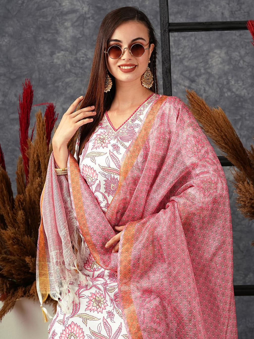 Anni Designer Women Cotton Blend Casual Style Kurta With Pant & Dupatta