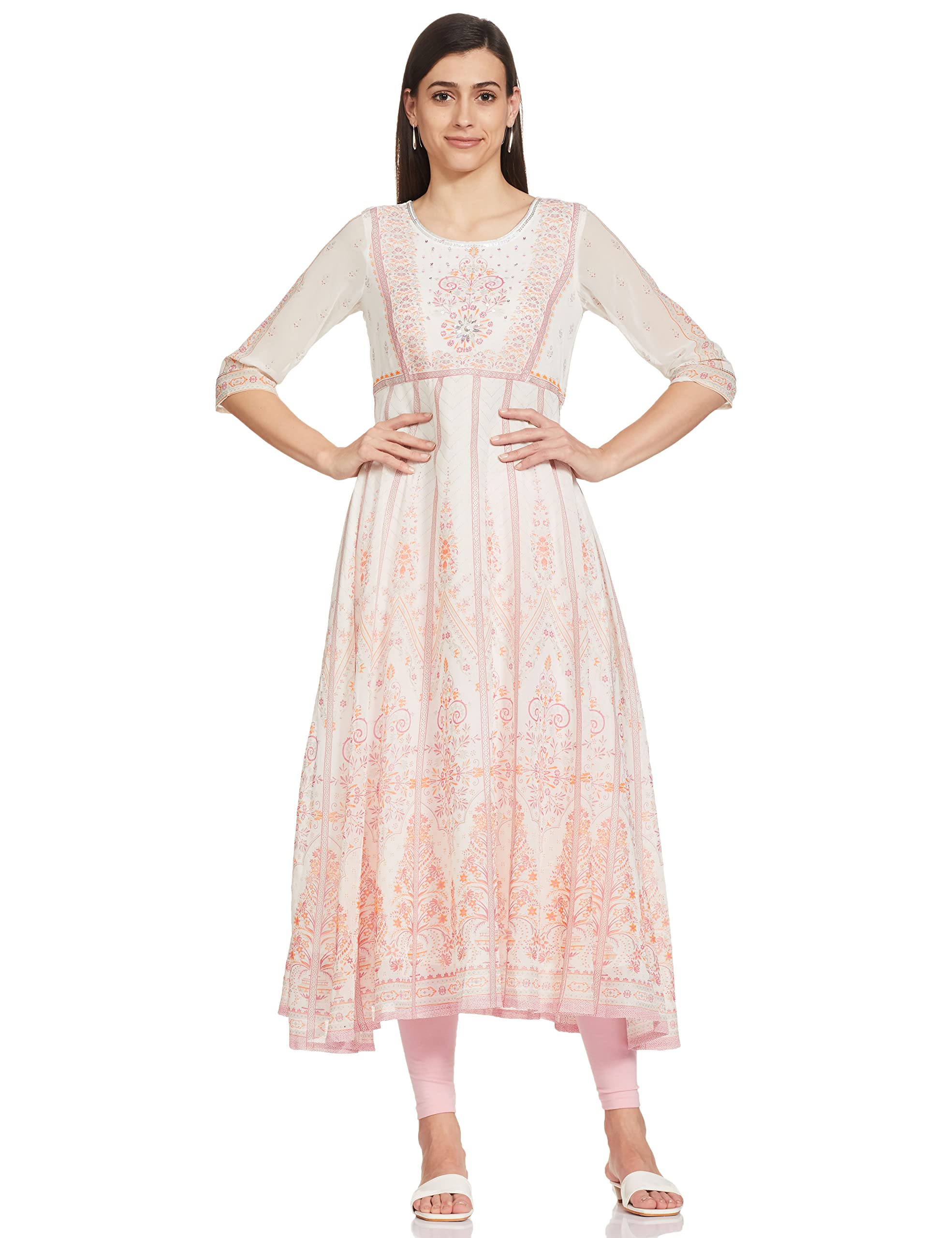 Aurelia WomenS Synthetic A-Line Regular Dress (20Aua11722-502056_Off White_M)