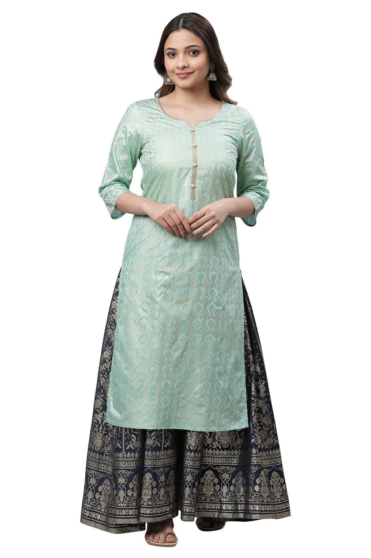 Aurelia Womens Viscose Regular Shirt (23AUA14689-507575_Mint Green