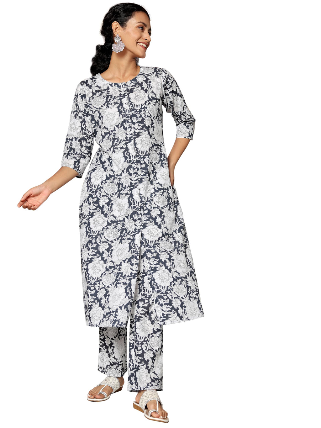 Libas Women Cotton Printed Co-Ord Set (35768_Grey_Small