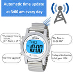 FIVE SENSES Atomic! Talking Watch - Sets Itself Senses Metal Easy-to-Read Talking Watch (Silver)