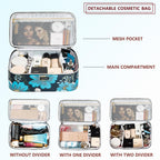 AMOIGEE Double Layer Makeup Train Case - Travel Bag Organizer for Makeup Brushes, Bottles, Palettes, Sponges and Cosmetics