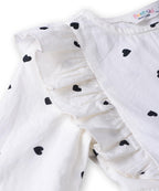 Beebay Kids Girls Button Through Heart Print Dress White
