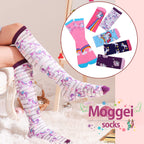 MOGGEI Kids Girls Knee High Socks Gift Long Crazy Silly Tall Funny Boot Cute Animal Child Fun Gift Stocking Stuffer Socks 6 Pair