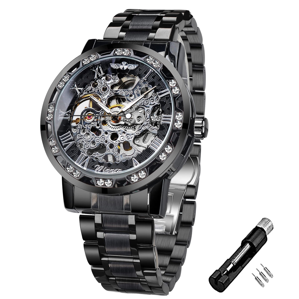 FORSINING Retro Steampunk Skeleton Automatic Diamond Royal Carving Men's Watches Elegant Mechanical Wrist Watch Neutral Clock