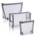 Boao 3 Pieces Mesh Cosmetic Bag Mesh Makeup Bags Mesh Zipper Pouch for Offices Travel Accessories, 3 Sizes (Grey)