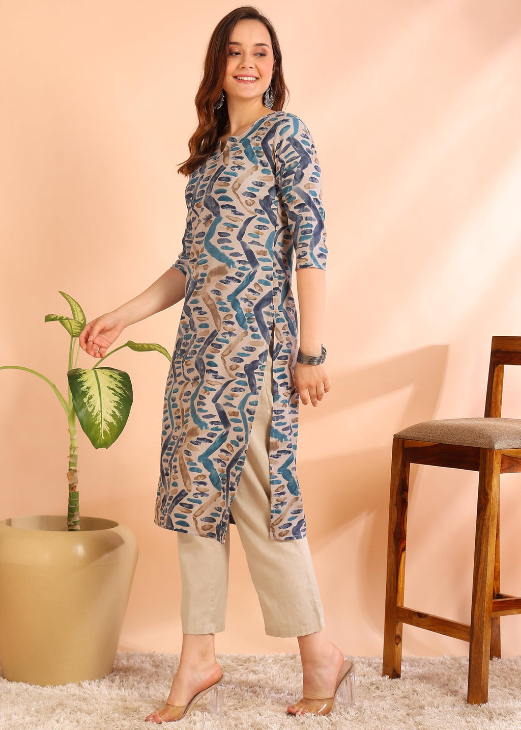 Dsk Studio Poly Rayon Printed Straight Kurti For Women