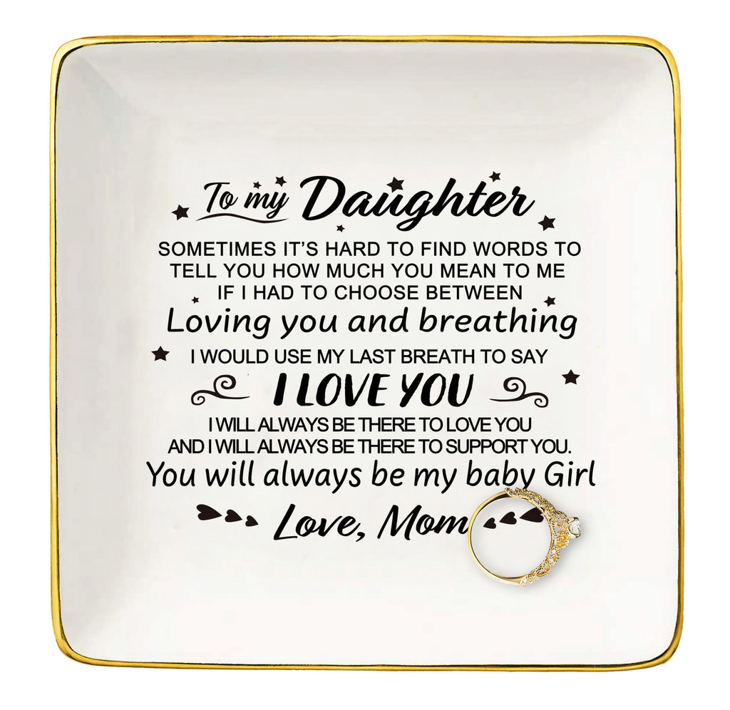 Topthink You Will Always Be My Baby Girl - Ceramic Jewelry Holder Ring Dish Trinket Tray - Daughter Gifts from Mom Or Dad - Birt
