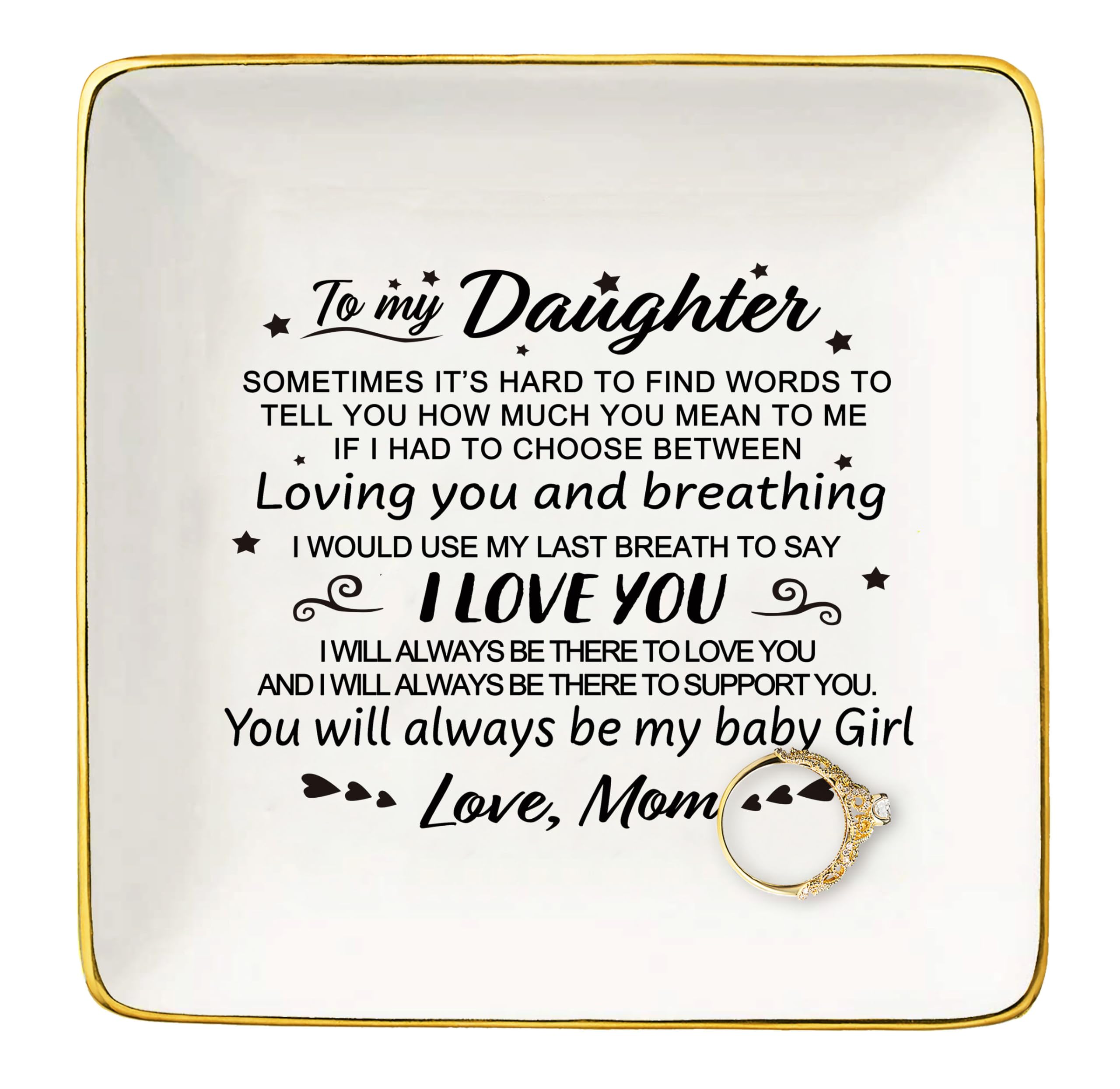 Topthink You Will Always Be My Baby Girl - Ceramic Jewelry Holder Ring Dish Trinket Tray - Daughter Gifts from Mom Or Dad - Birt