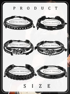 Hicarer 6 Pcs Spiked Studded Bracelets Punk Leather Rivets Bracelet Cuff for Men Women Halloween Accessories(Retro Style)