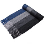 Alpine Swiss Mens Plaid Scarf Softer Than Cashmere Scarves Winter Shawl Black Blue Stripe