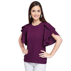OOMPH! Womens Crepe Tunic Top - Eggplant Purple
