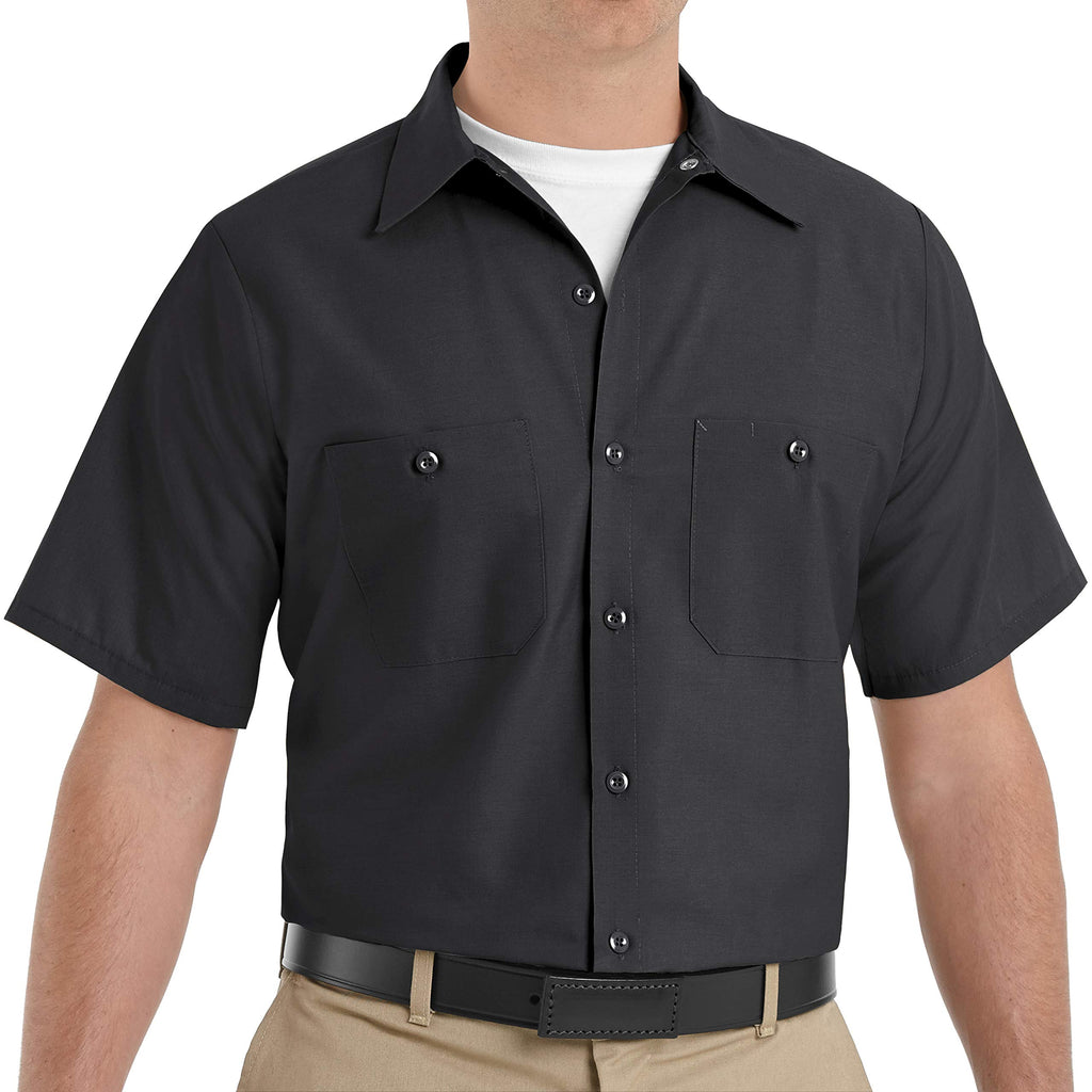 Red Kap Mens Tall Industrial Work Shirt, Regular Fit, Short Sleeve, Black, 3X-Large