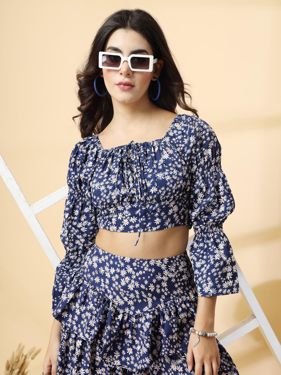 OOMPH! Full Sleeve Crop Top, Blue, mt820