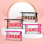 Y1tvei DANCE Clear Makeup Bag - Preppy Hot Pink Dance Chenille Patch Cosmetic Pouch Dancer Recital Survival Kit Extra Large PVC